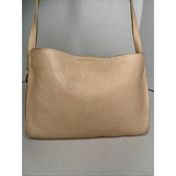 Two Bar West Leather Beige peach Cowhide shoulder bag Purse w/ Turquoise accent - Picture 5 of 13